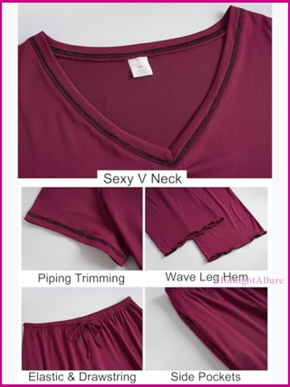 Plus Size Pajama Set Short Sleeve Long Pants Loungewear Sleepwear - Picture 4 of 7